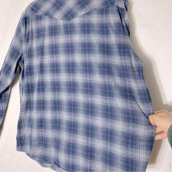 Wind River Blue Grey Cotton Plaid Long Sleeve Button Up Shirt L - Picture 9 of 14